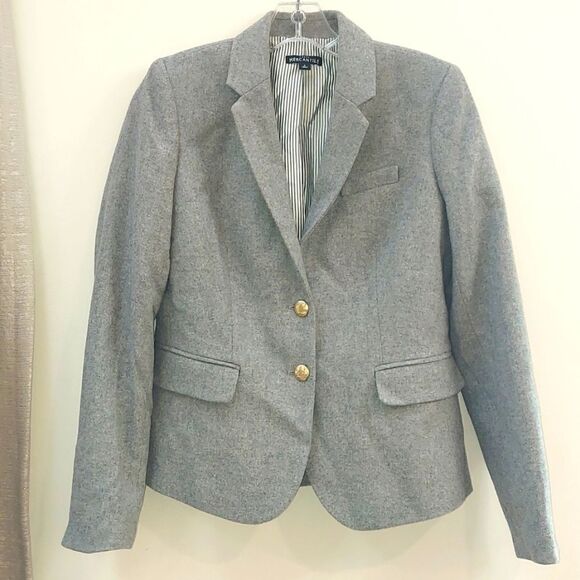J. Crew Mercantile Gray Wool Schoolboy Blazer Sz 6 - Picture 2 of 13
